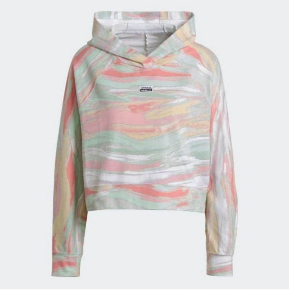 Adidas Originals Pastel Marbled Cropped Hoodie Small